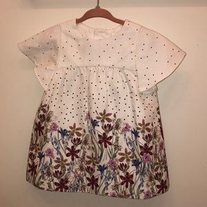 Zara baby cream dress with polkadots and flowers